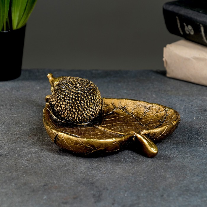 Подставка конфетница "Ежик на листочке" золото, 9x10x10см - фото 1905920152