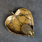 Подставка конфетница "Ежик на листочке" золото, 9x10x10см - Фото 3