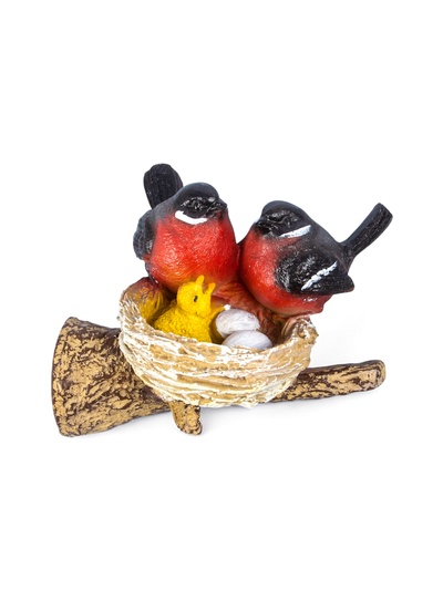 Подвесной декор из полистоуна «Гнездо со снегирями» 15×12×10 см