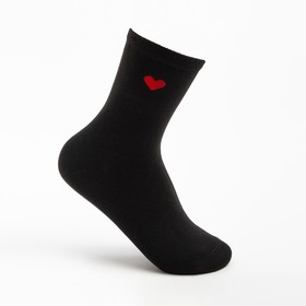Носки женские "Красное сердце", цвет чёрный, р-р 36-40
