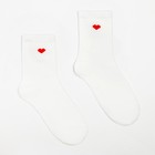 Носки женские "Красное сердце", цвет белый, р-р 36-40 - Фото 2