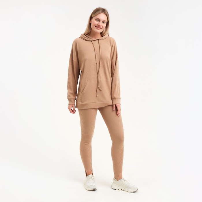 Костюм женский (толстовка/легинсы), цвет кофе, размер 50 - Фото 1