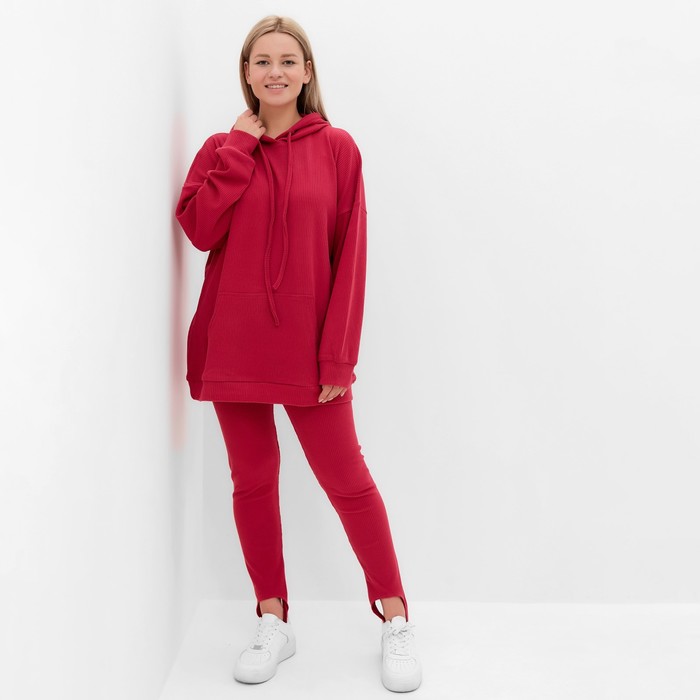 Костюм женский (толстовка/легинсы), цвет фуксия, размер 48 52660