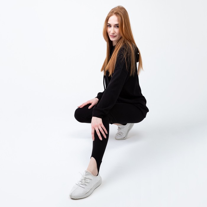 Костюм женский (толстовка/легинсы), цвет чёрный, размер 48 52662