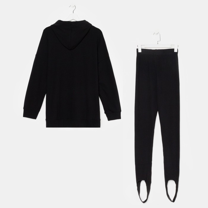 Костюм женский (толстовка/легинсы), цвет чёрный, размер 48 52662