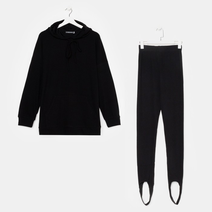 Костюм женский (толстовка/легинсы), цвет чёрный, размер 50 52663