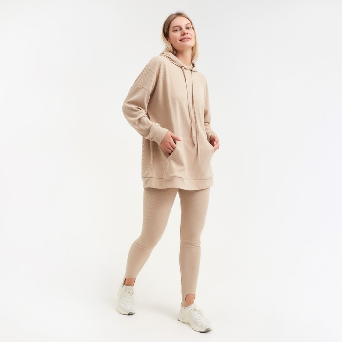 Костюм женский (толстовка/легинсы), цвет бежевый, размер 50 52667