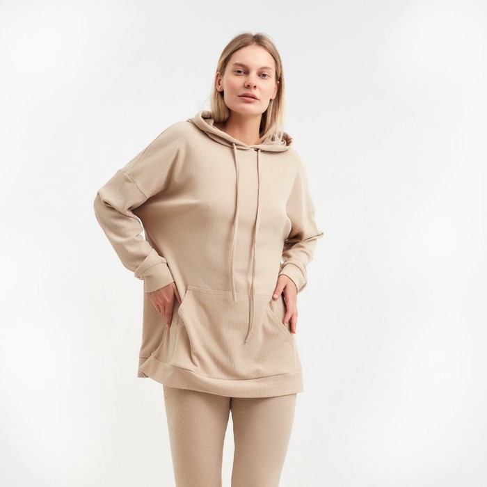 Костюм женский (толстовка/легинсы), цвет бежевый, размер 50 52667