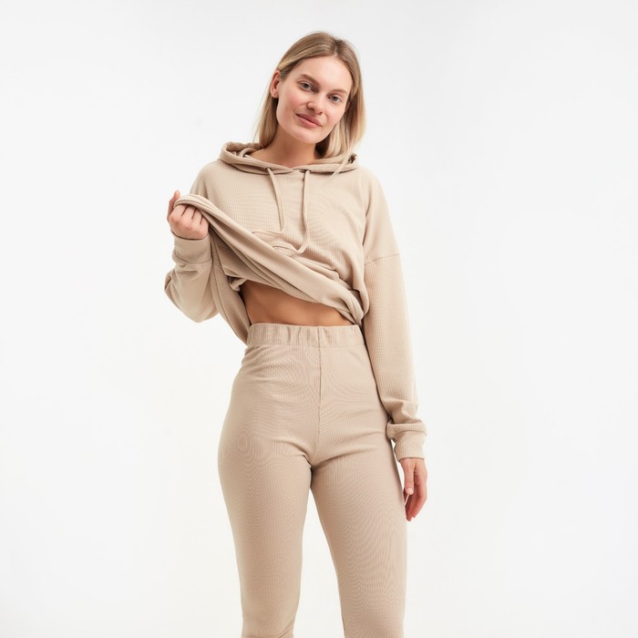 Костюм женский (толстовка/легинсы), цвет бежевый, размер 50 52667