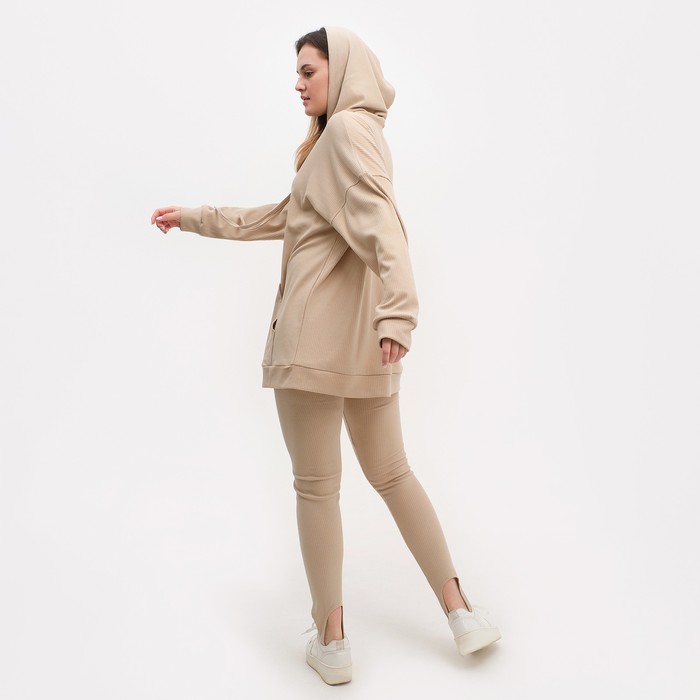 Костюм женский (толстовка/легинсы), цвет бежевый, размер 50 52667