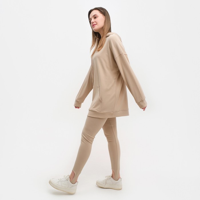 Костюм женский (толстовка/легинсы), цвет бежевый, размер 50 52667