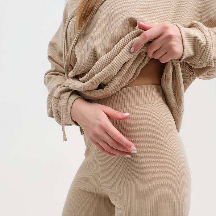 Костюм женский (толстовка/легинсы), цвет бежевый, размер 50 52667