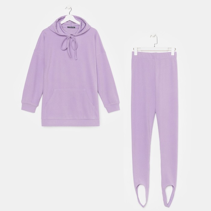 Костюм женский (толстовка/легинсы), цвет лиловый, размер 46 52669