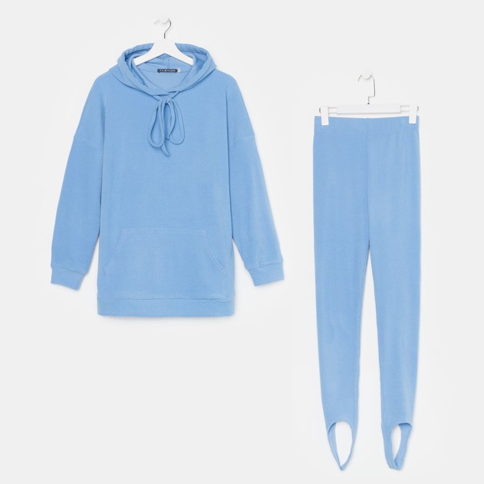 Костюм женский (толстовка/легинсы), цвет голубой, размер 48 52673