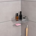 Полка настенная, с мыльницей, 20×20×15.5 см, хром - Фото 1