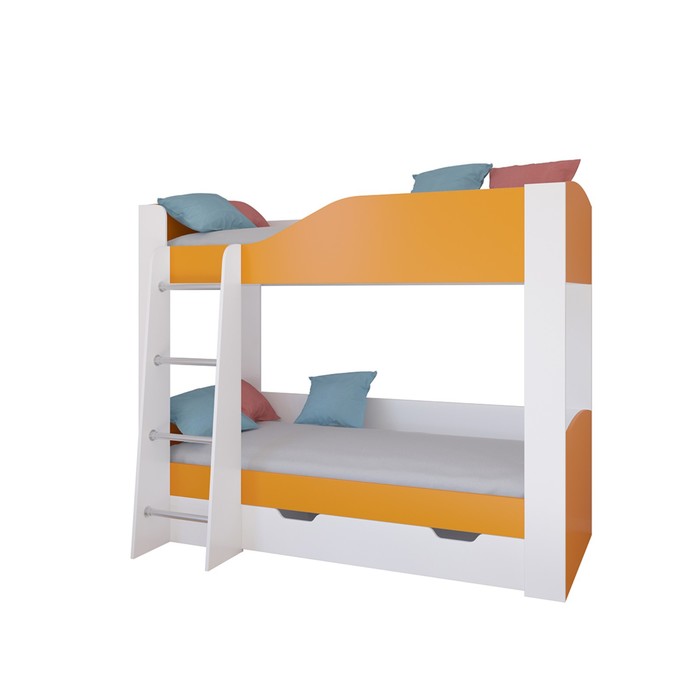 Детская двухъярусная кровать «Астра 2», цвет белый / оранжевый - фото 1908828945