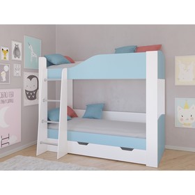 Детская двухъярусная кровать «Астра 2», цвет белый / голубой