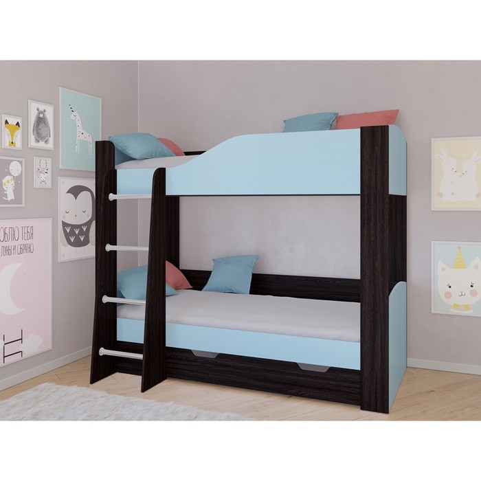 Детская двухъярусная кровать «Астра 2», цвет венге / голубой - фото 1908828980