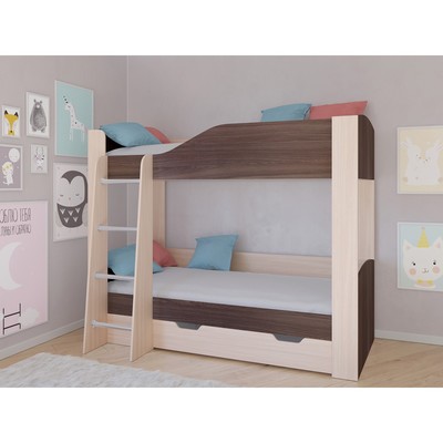 Детская двухъярусная кровать «Астра 2», цвет дуб молочный / дуб шамони