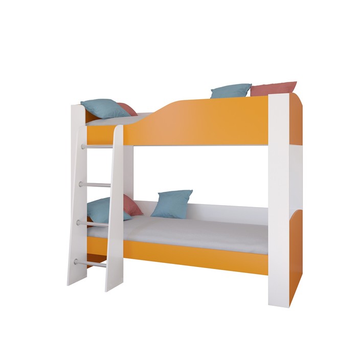Детская двухъярусная кровать «Астра 2», без ящика, цвет белый / оранжевый - фото 1908829014