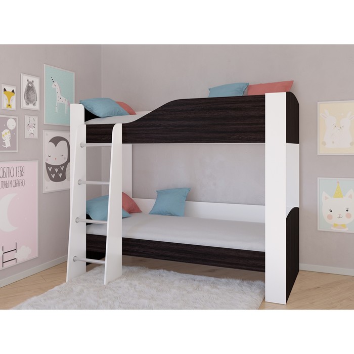 Детская двухъярусная кровать «Астра 2», без ящика, цвет белый / венге - фото 1908829022