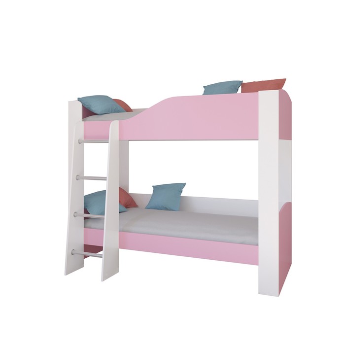Детская двухъярусная кровать «Астра 2», без ящика, цвет белый / розовый - фото 1908829026