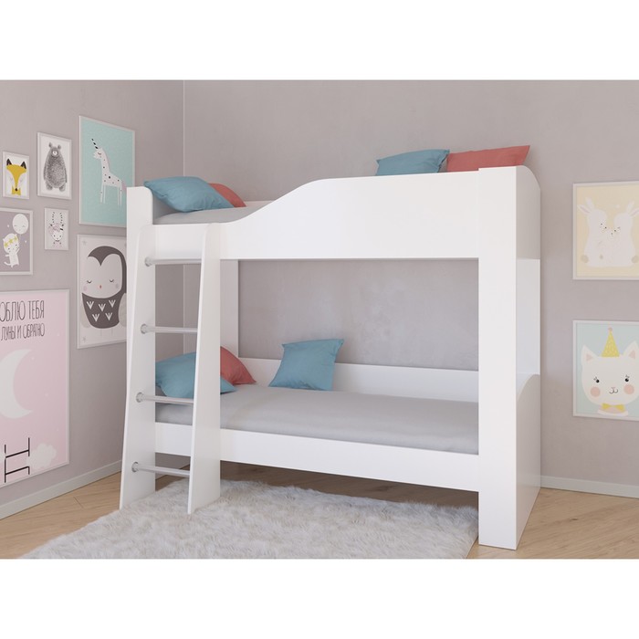Детская двухъярусная кровать «Астра 2», без ящика, цвет белый / белый - Фото 1