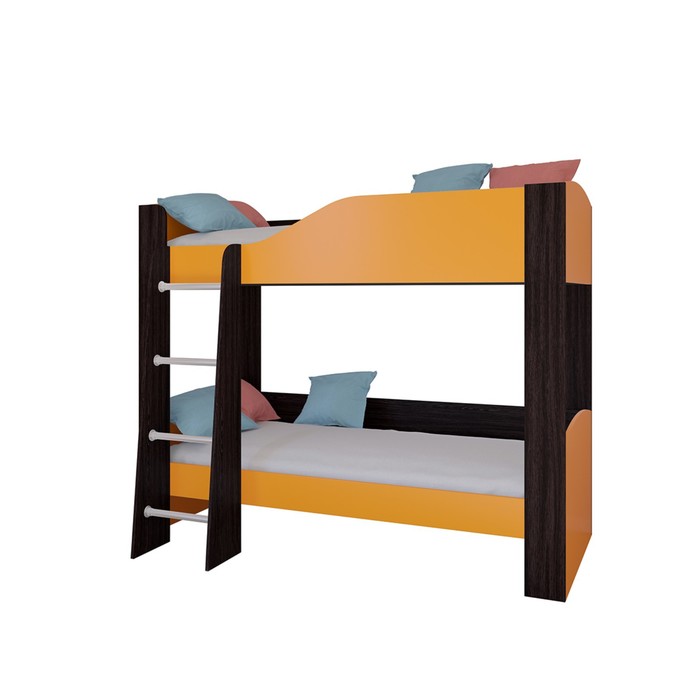 Детская двухъярусная кровать «Астра 2», без ящика, цвет венге / оранжевый - фото 1908829044