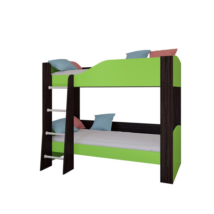 Детская двухъярусная кровать «Астра 2», без ящика, цвет венге / салатовый - фото 1927827194