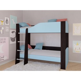 Детская двухъярусная кровать «Астра 2», без ящика, цвет венге / голубой
