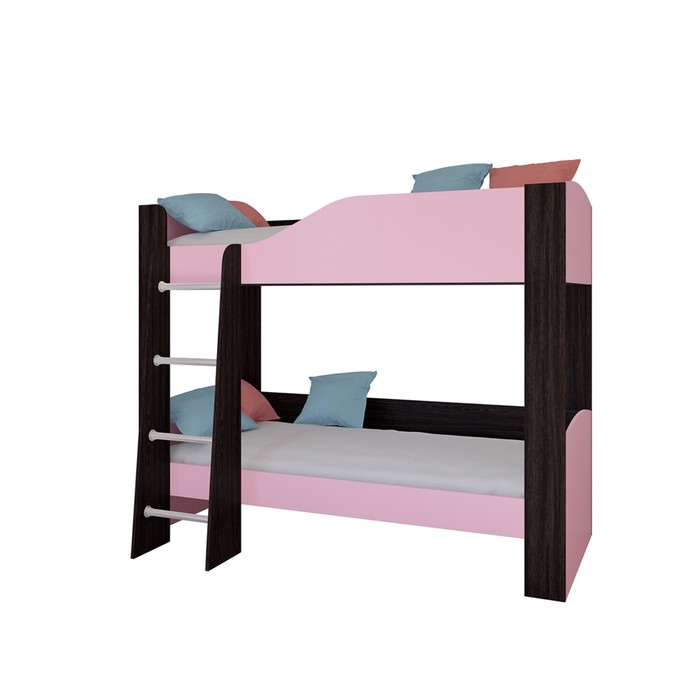 Детская двухъярусная кровать «Астра 2», без ящика, цвет венге / розовый - фото 1908829056