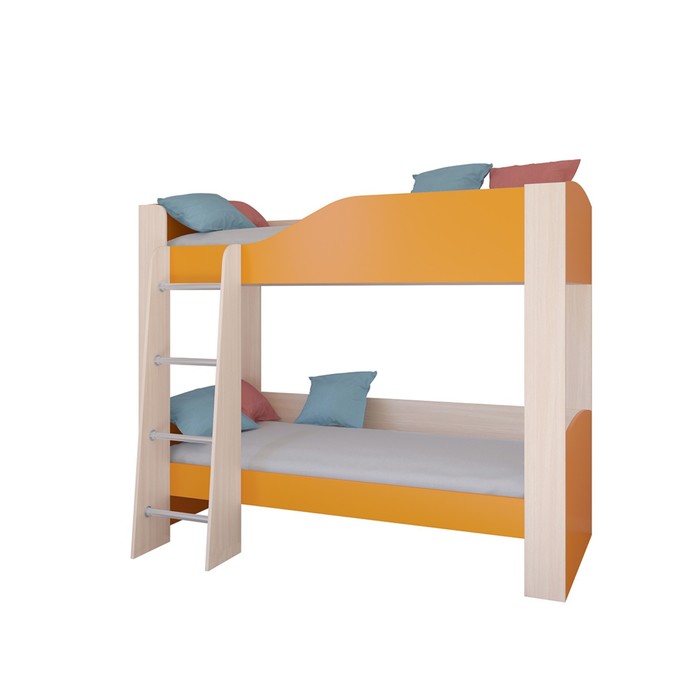 Детская двухъярусная кровать «Астра 2», без ящика, цвет дуб молочный / оранжевый - фото 1908829074
