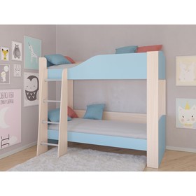 Детская двухъярусная кровать «Астра 2», без ящика, цвет дуб молочный / голубой