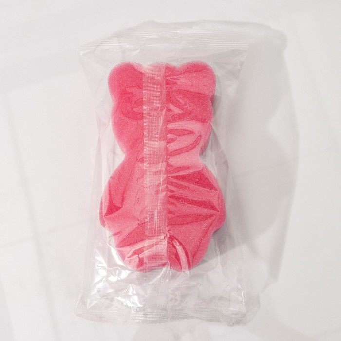 Губка для тела детская «Мишка», 14,5×9 см, цвет микс - фото 1907368375