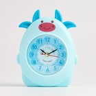 Часы - будильник настольные "Голубой бычок" детские, дискретный ход, d-8 см, 12 х 18 см, АА - фото 295458806