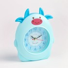 Часы - будильник настольные "Голубой бычок" детские, дискретный ход, d-8 см, 12 х 18 см, АА - фото 6533653