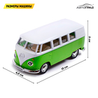 Машина металлическая VOLKSWAGEN TRANSPORTER T1, 1:32, открываются двери, инерция, цвет зелёный - Фото 2