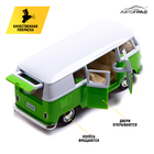 Машина металлическая VOLKSWAGEN TRANSPORTER T1, 1:32, открываются двери, инерция, цвет зелёный - Фото 3