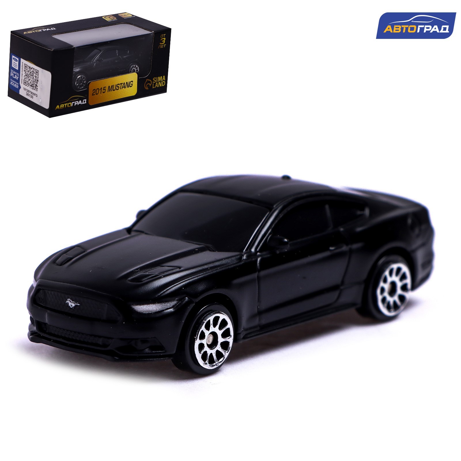 Машина металлическая FORD MUSTANG, 1:64, цвет чёрный матовый (7152994) -  Купить по цене от 124.00 руб. | Интернет магазин SIMA-LAND.RU