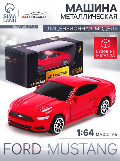 Машина металлическая FORD MUSTANG, 1:64, цвет красный