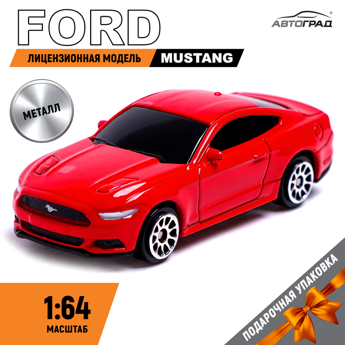 Машина металлическая FORD MUSTANG, 1:64, цвет красный - Фото 1