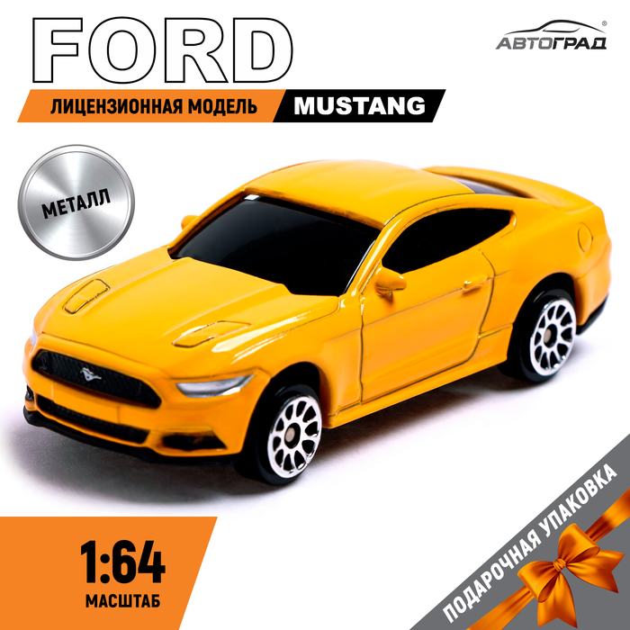 Машина металлическая FORD MUSTANG, 1:64, цвет жёлтый - Фото 1