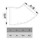 Отвод ZEIN, плоский, разноугловой, вентиляционный, 60 х 120 мм - фото 24454086