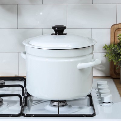 Кастрюля эмалированная, 6 л, белая