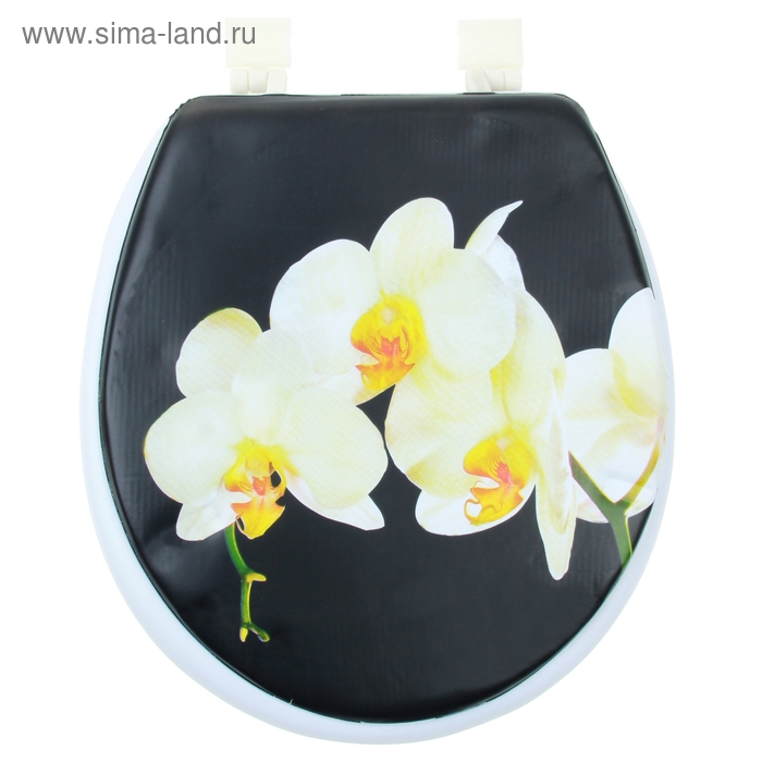 Сиденье для унитаза с крышкой «Орхидея на воде», 40×37 см, мягкое - Фото 1