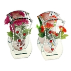 ваза стекло Калипсо 20*10 см сердечки бабочка - Фото 2