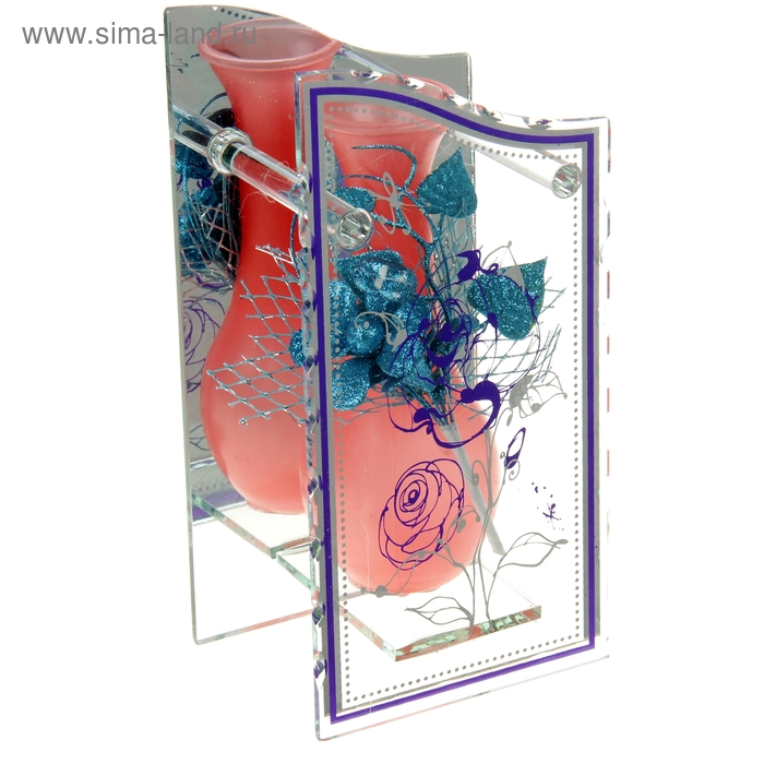 ваза стекло Калипсо 20*10 см фиалки - Фото 1
