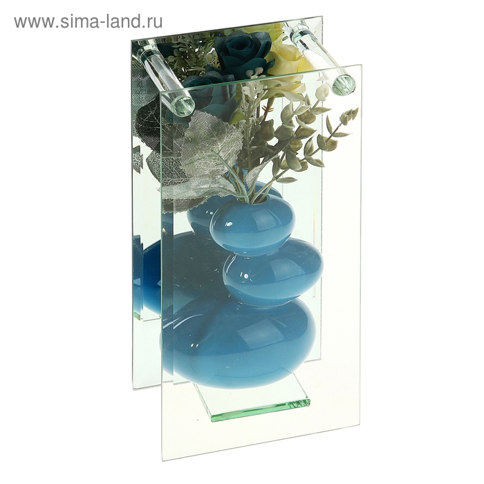 ваза стекло Калипсо 25*12 см камушки розы - Фото 1