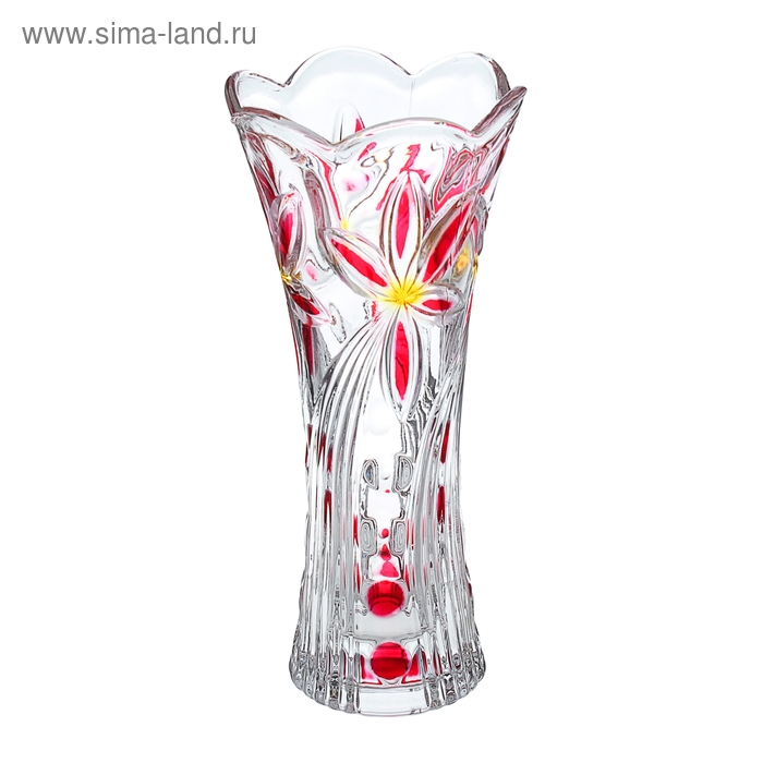 ваза стекло иллюзия 19,5*9 см космея - Фото 1
