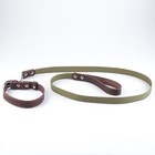 Комплект : ошейник (45-60х2.5 см) кожаный и поводок (150х2.5 см) брезентовый, цвет коричневый - Фото 3
